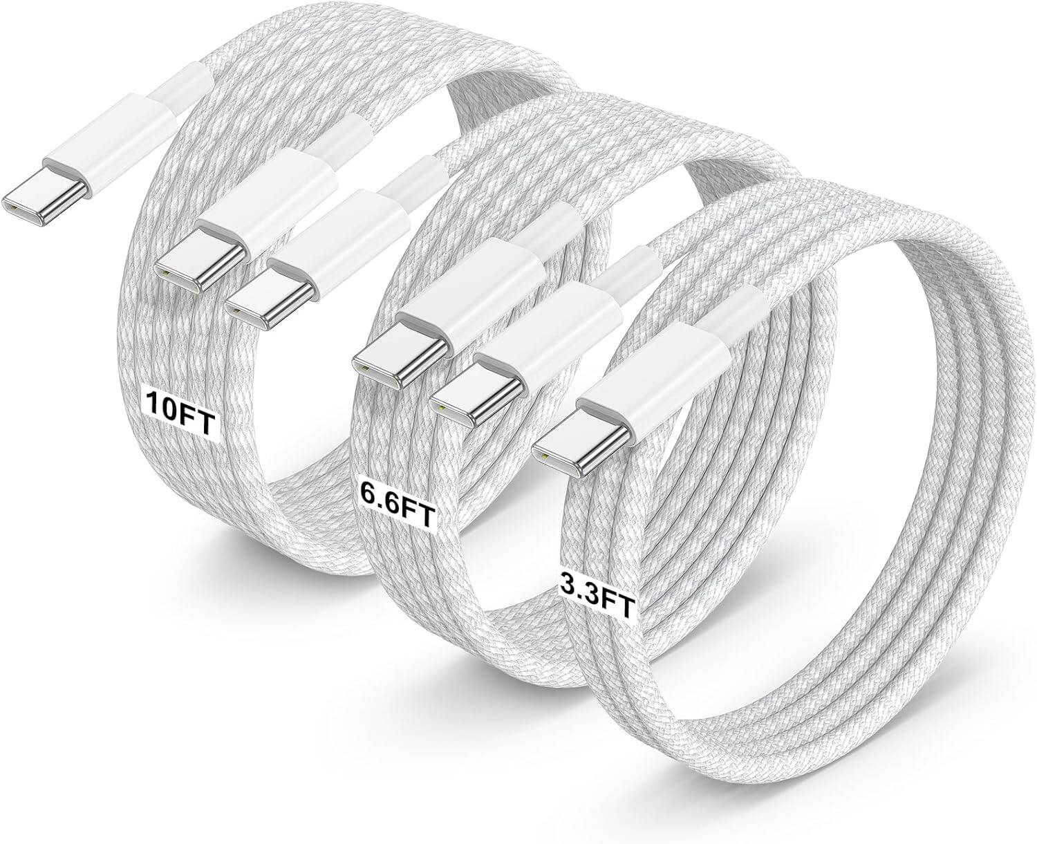 3-pack braided, C-type fast charging cable