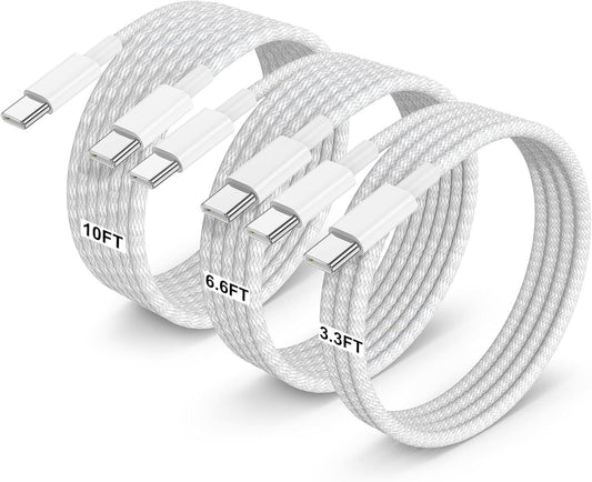 3-pack braided, C-type fast charging cable