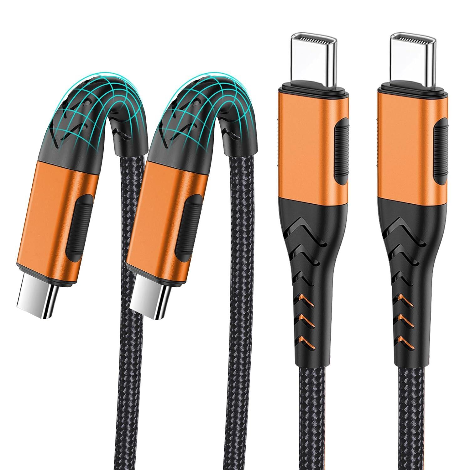 2 packs of 10 foot USB C charger cables - suitable for 100W fast charging of Android/phones/tablets