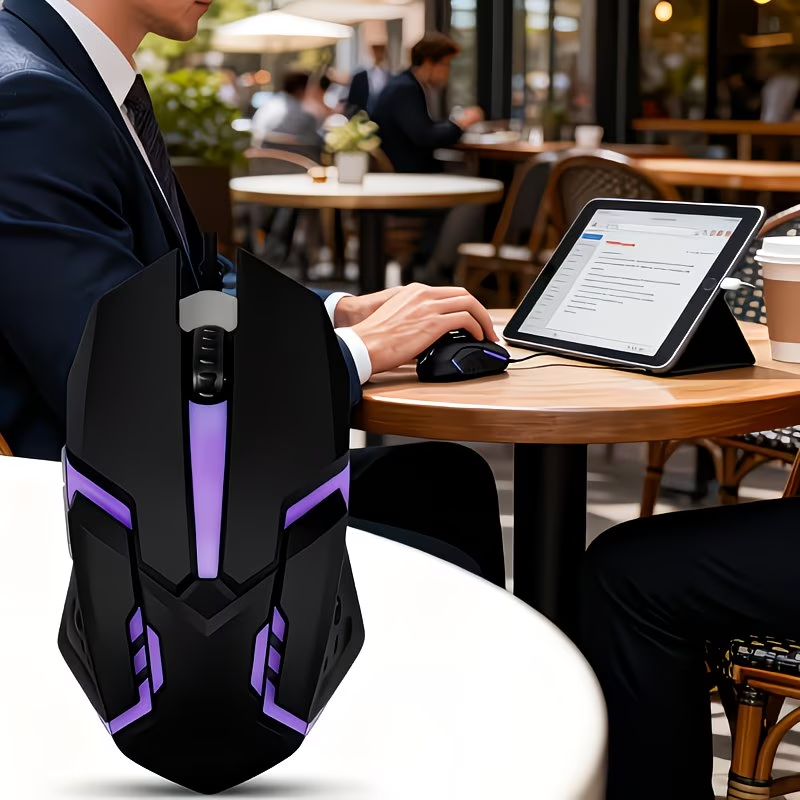 Wired RGB gaming mouse with mechanical click sensation, USB computer mouse, suitable for PC, laptop, desktop computers