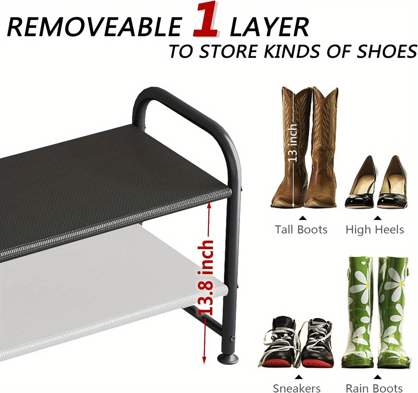 2-Tier Shoe Rack, Shoe Storage Organizer