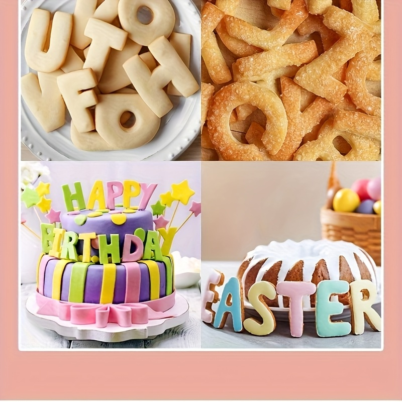 Large 26-piece set, stainless steel cookie cutters with English letters