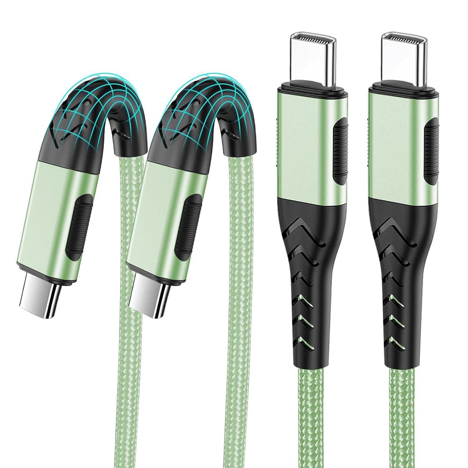 2 packs of 10 foot USB C charger cables - suitable for 100W fast charging of Android/phones/tablets