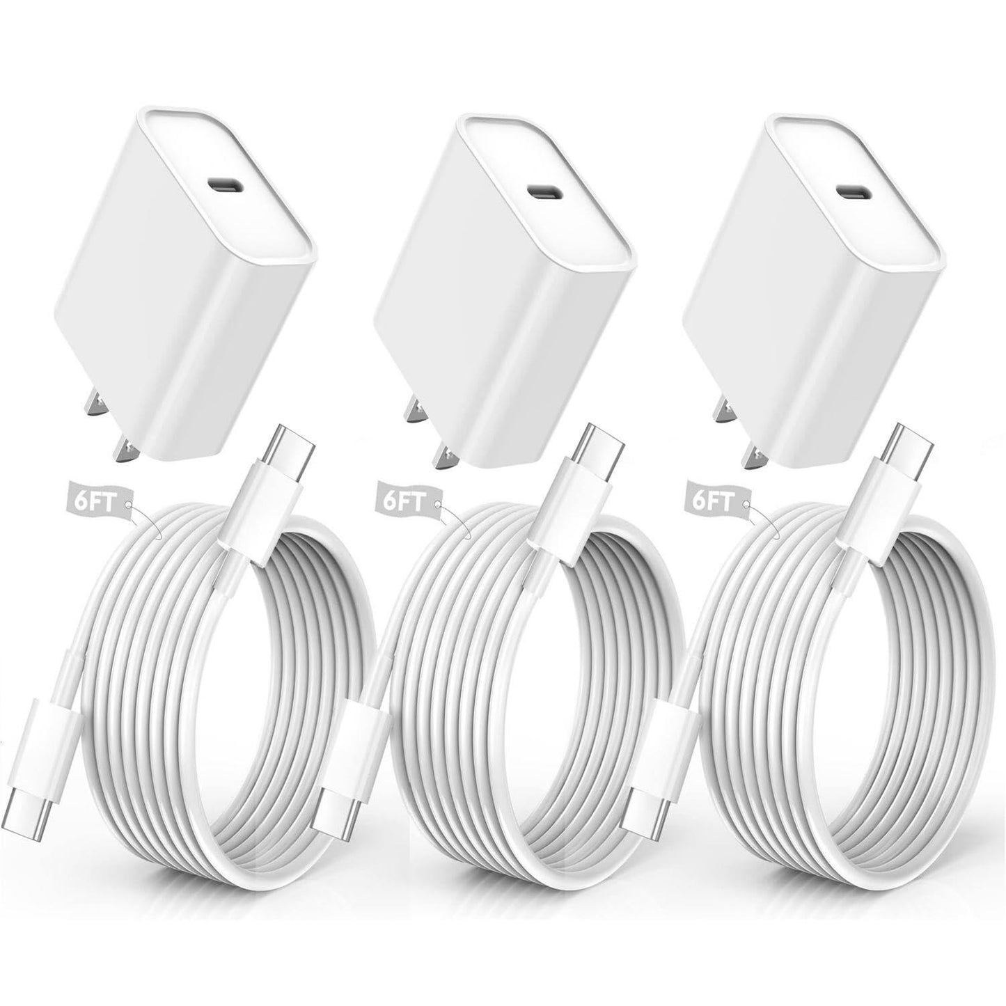 Quick charger for iPhone, iPhone charging cable, 3-pack iPhone charger for fast charging