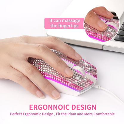 Sparkling rhinestone wired mouse - a sparkling crystal mouse suitable for desks, ladies, office decorations, and sparkling accessories