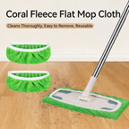 Flat mop with handle, comes with 4 or 6 washable microfiber mop cloths.