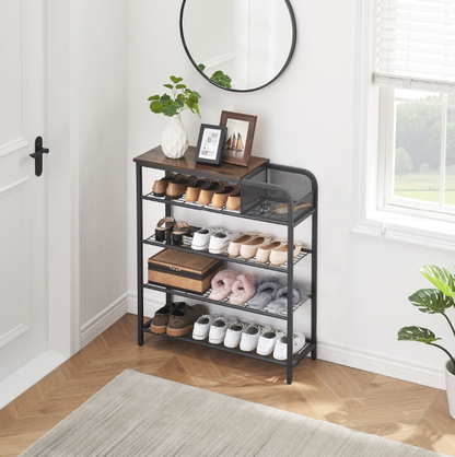 Five-tier shoe rack/wardrobe storage rack - vintage brown finish