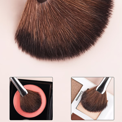 1 fan-shaped highlighter pen, soft nylon smooth wooden handle, suitable for facial highlighting
