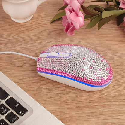 Sparkling rhinestone wired mouse - a sparkling crystal mouse suitable for desks, ladies, office decorations, and sparkling accessories