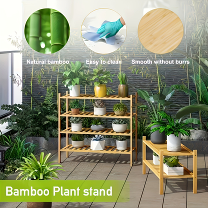 Four-tier bamboo shoe rack, suitable for both indoor and outdoor use.