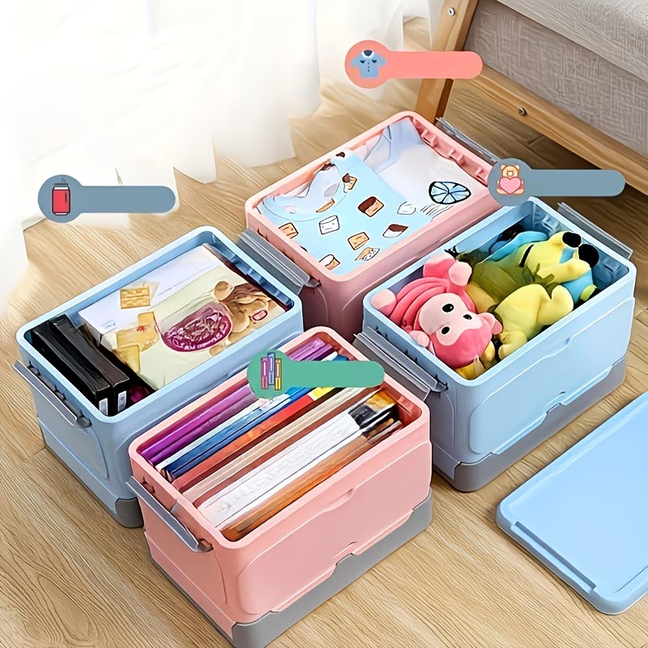 Foldable Storage Box, Book Organizer, Plastic Storage Container, Collapsible Storage Box