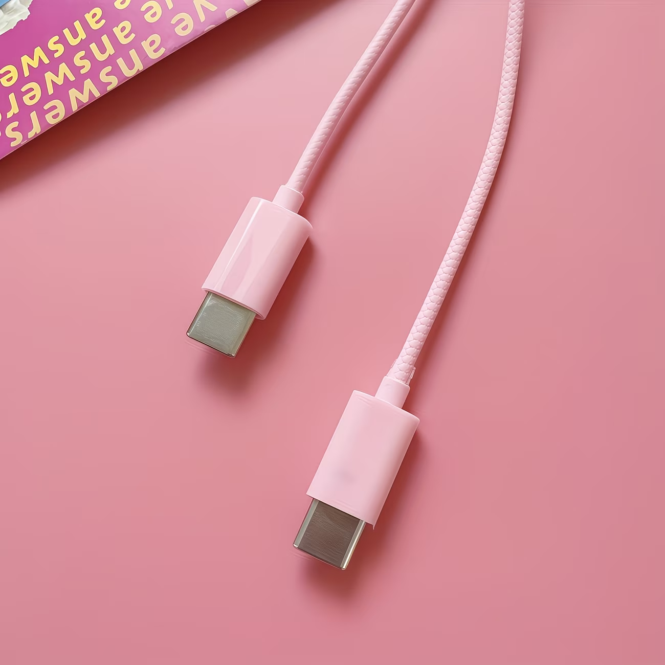Pink new TYPE-C wired earphones with cute DIY cartoon jewelry, built-in microphone and volume adjustment