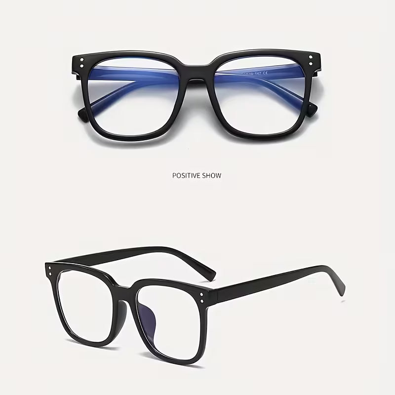 Blue-light blocking glasses (1 pair) — Unisex, oval, full-frame, clear lenses