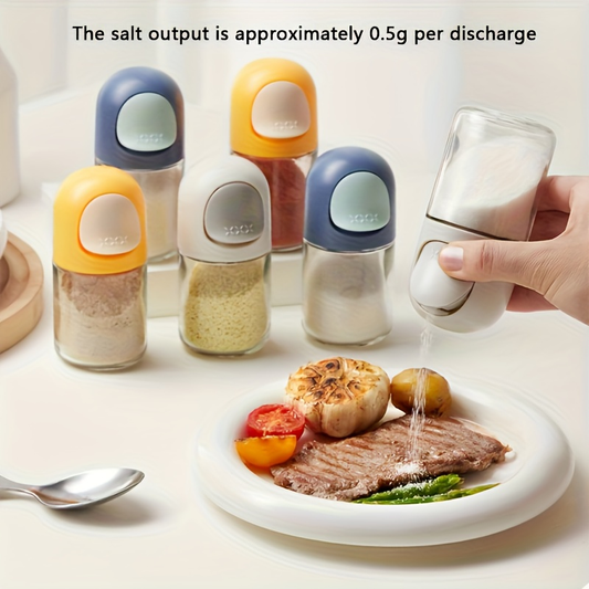 Glass condiment jars with precise measuring devices