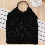 Handmade cotton rope net pocket beach bag