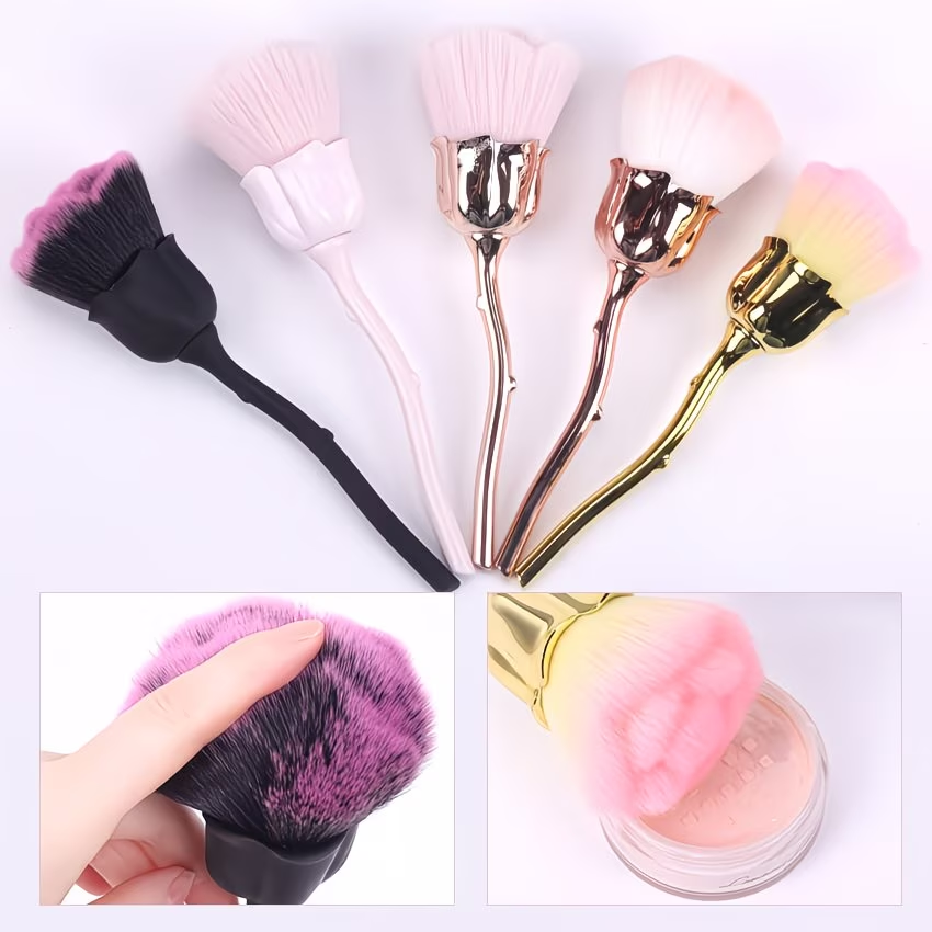 1 rose nail brush, soft hair, powder and powder blusher tool