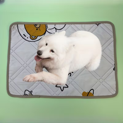 Pet training potty mats with cute cartoon dog and cat designs.