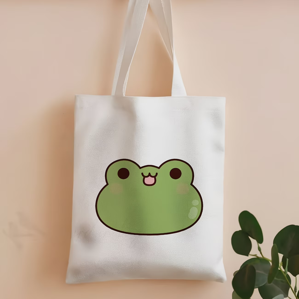 1 women's shoulder bag, frog patterned tote bag