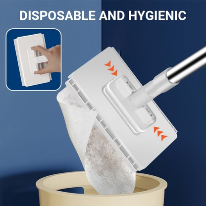 7-piece set (1 mop and 6 random cleaning cloths) hands-free mop, suitable for both wet and dry use.