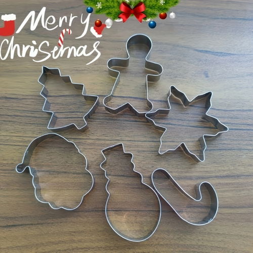 6-piece stainless steel Christmas cookie cutter set
