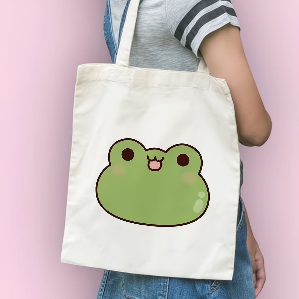 1 women's shoulder bag, frog patterned tote bag