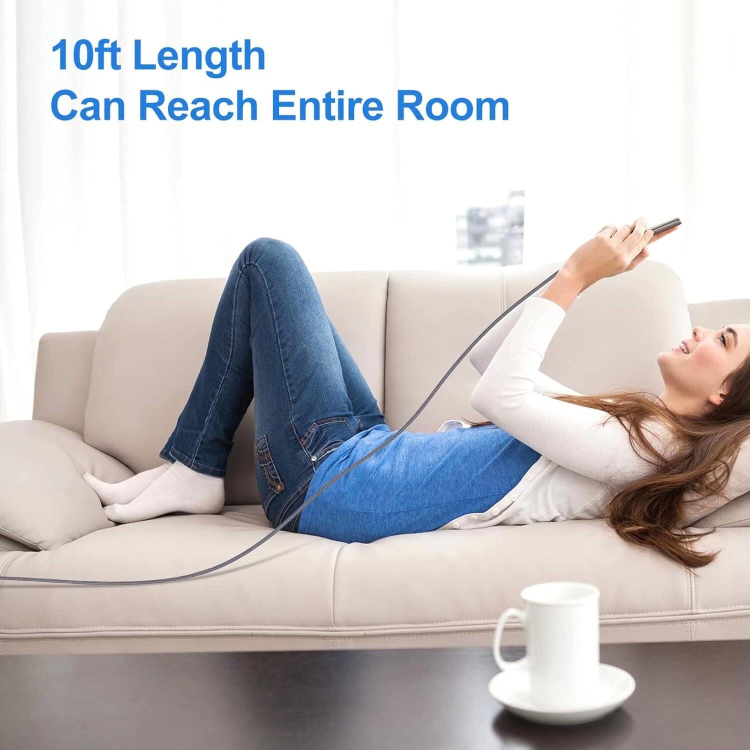 2 packs of 10 foot USB C charger cables - suitable for 100W fast charging of Android/phones/tablets