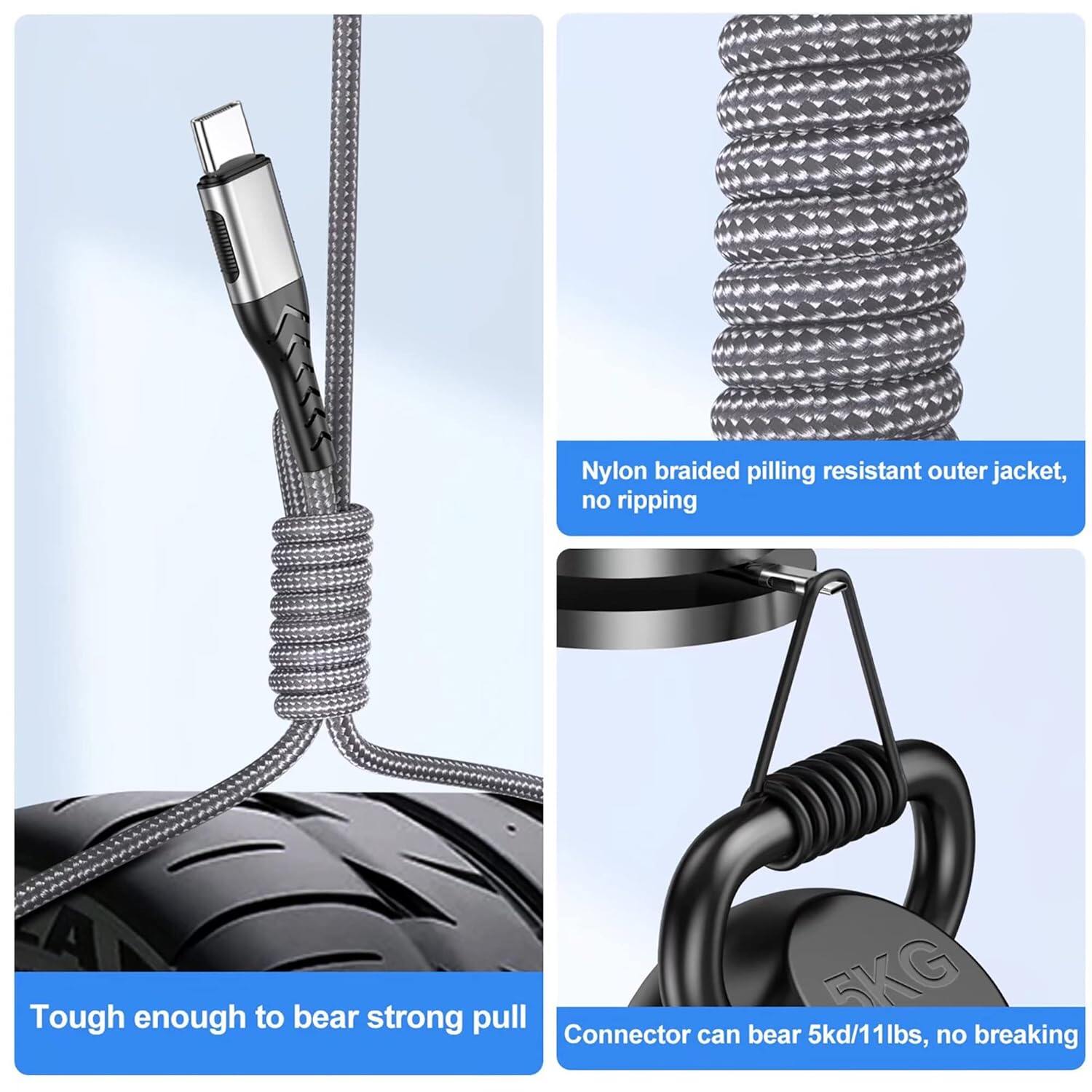 2 packs of 10 foot USB C charger cables - suitable for 100W fast charging of Android/phones/tablets