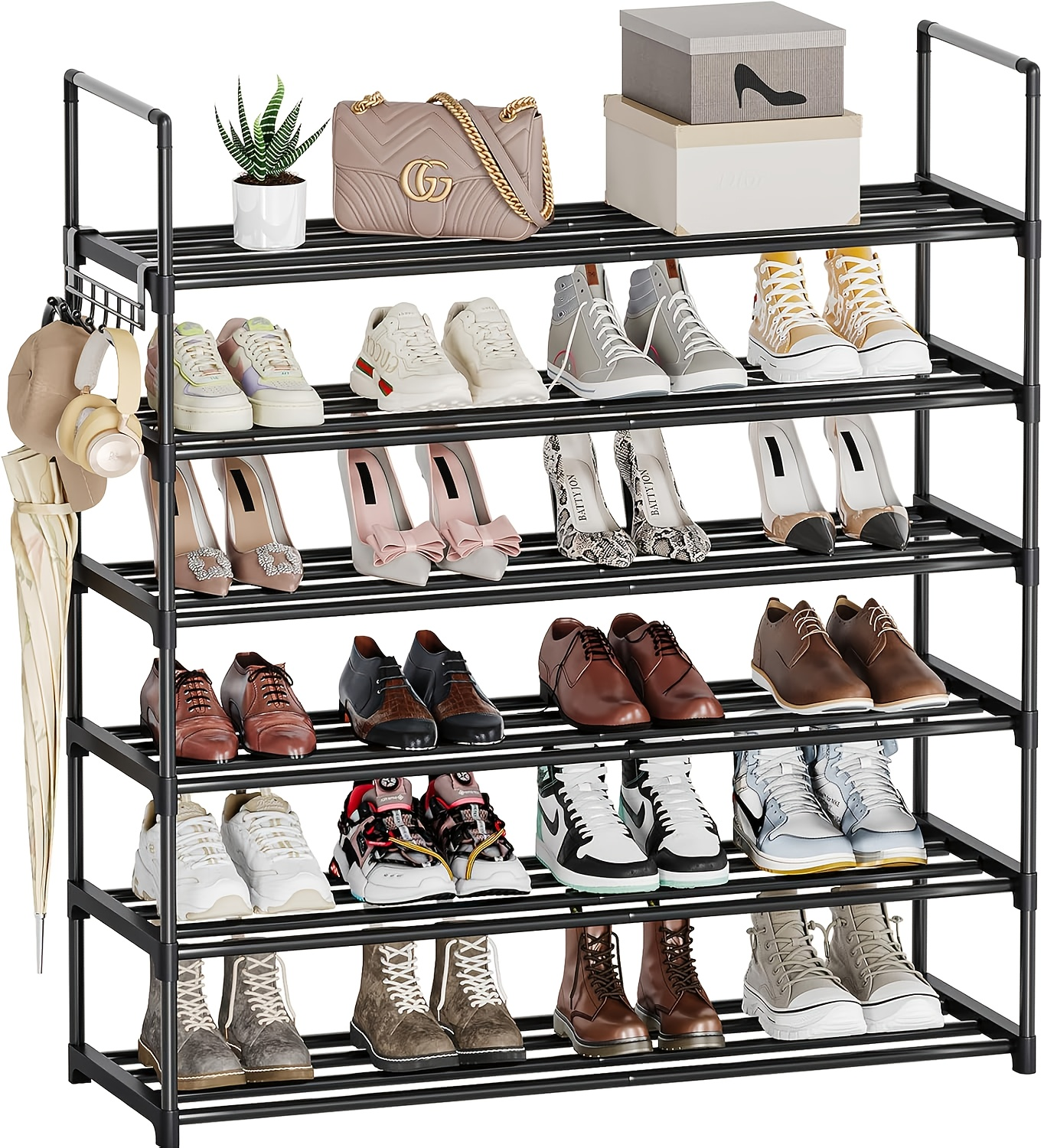 6 Tier Shoe Rack, Tall Capacity 30 Pairs Shoe Storage