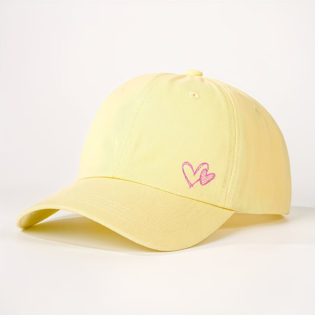 Printed Sequin Double-Heart Baseball Cap