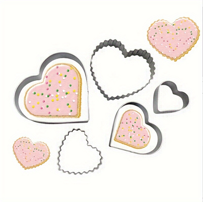 5-piece heart-shaped cookie cutter set, stainless steel pastry mold set