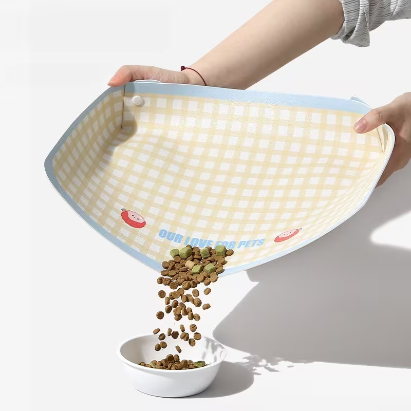Pet Feeding Mat | Non-Slip Cat and Dog Bowl Mat, Size Adjustable