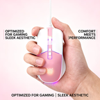 RGB gaming wired mouse with 7-key programmable quick adjustment, ergonomic design, pink light, USB power supply
