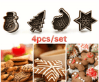 4-piece set of plastic Christmas cookie cutters, creative pressing cookie molds