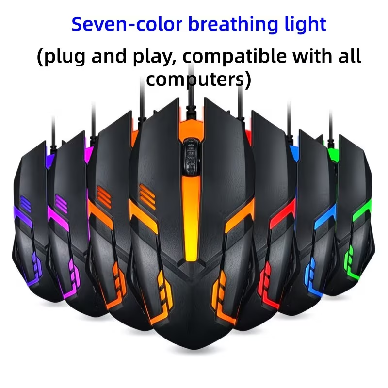 Wired gaming mouse with LED lights - ergonomically designed, USB connected, lightweight and portable, gaming mouse set, mouse and mouse pad in one