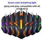Wired gaming mouse with LED lights - ergonomically designed, USB connected, lightweight and portable, gaming mouse set, mouse and mouse pad in one