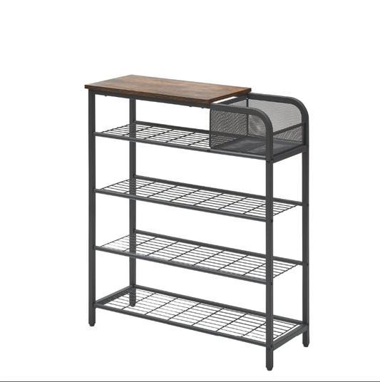 Five-tier shoe rack/wardrobe storage rack - vintage brown finish