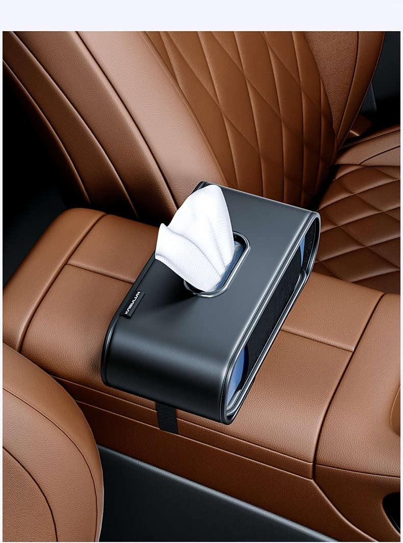 1 Faux Leather Car Seat Back Tissue Box - Smooth Dispensing, Universal Type