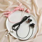 Novelty designed wired headphones, premium printed rose pattern, high-definition microphone, music adjustment, and volume control
