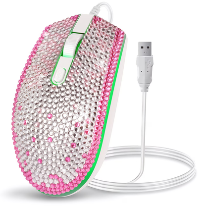 Sparkling rhinestone wired mouse - a sparkling crystal mouse suitable for desks, ladies, office decorations, and sparkling accessories