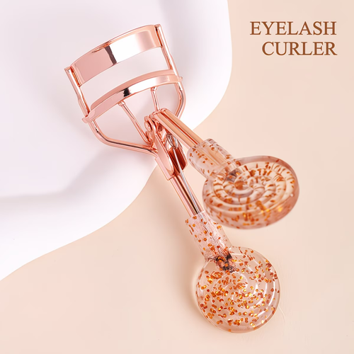 A fashionable and luxurious transparent eyelash curler with curled lashes