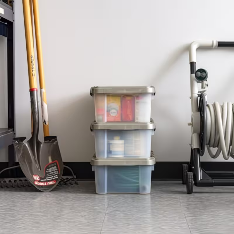 Four heavy-duty, BPA-free storage boxes with sealing lids and secure latches.