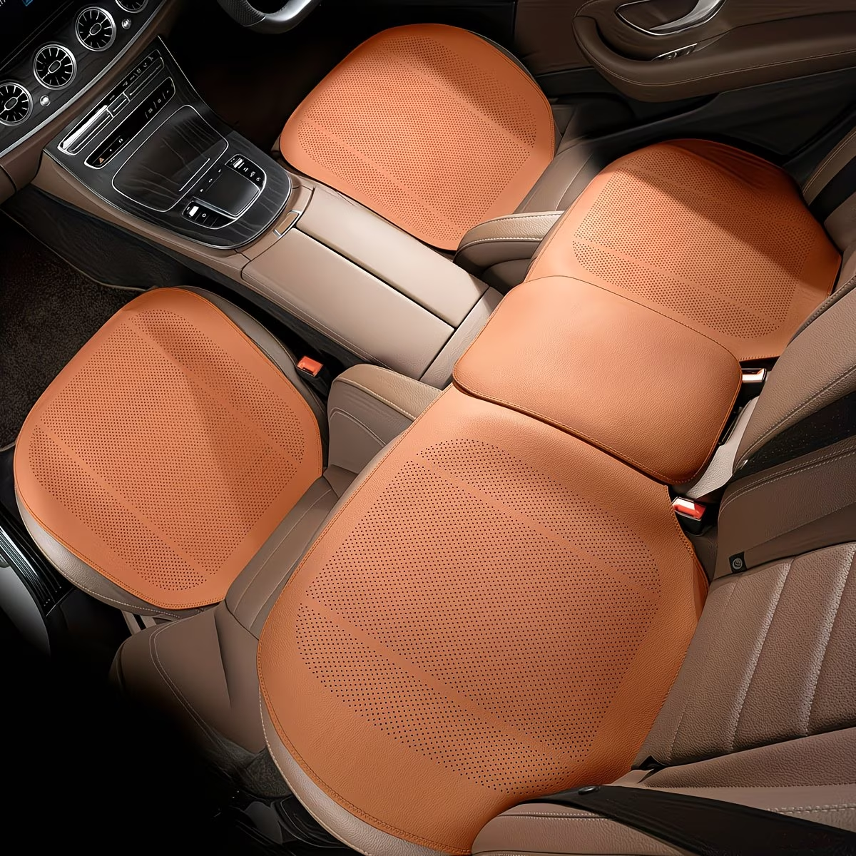 Nappa Car Seat Cushions, Front and Rear Seat Covers, Breathable and Form-Fitting, Four-Season Seat Covers, Car Interior Accessories