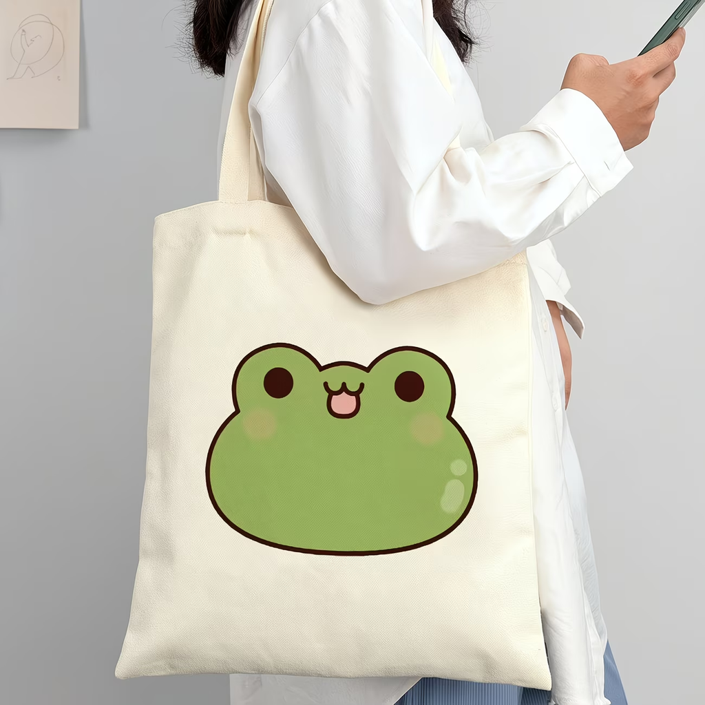 1 women's shoulder bag, frog patterned tote bag