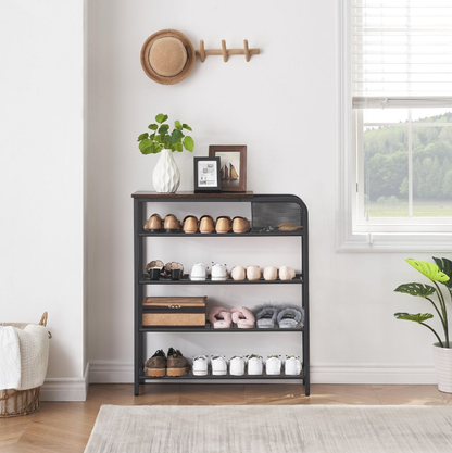 Five-tier shoe rack/wardrobe storage rack - vintage brown finish