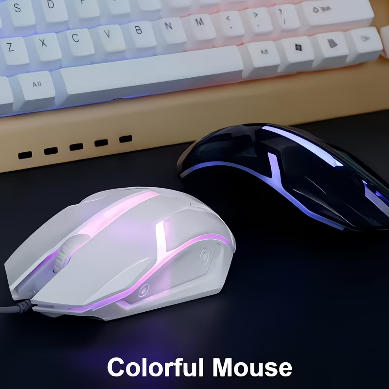 Wired RGB gaming mouse with mechanical click sensation, USB computer mouse, suitable for PC, laptop, desktop computers