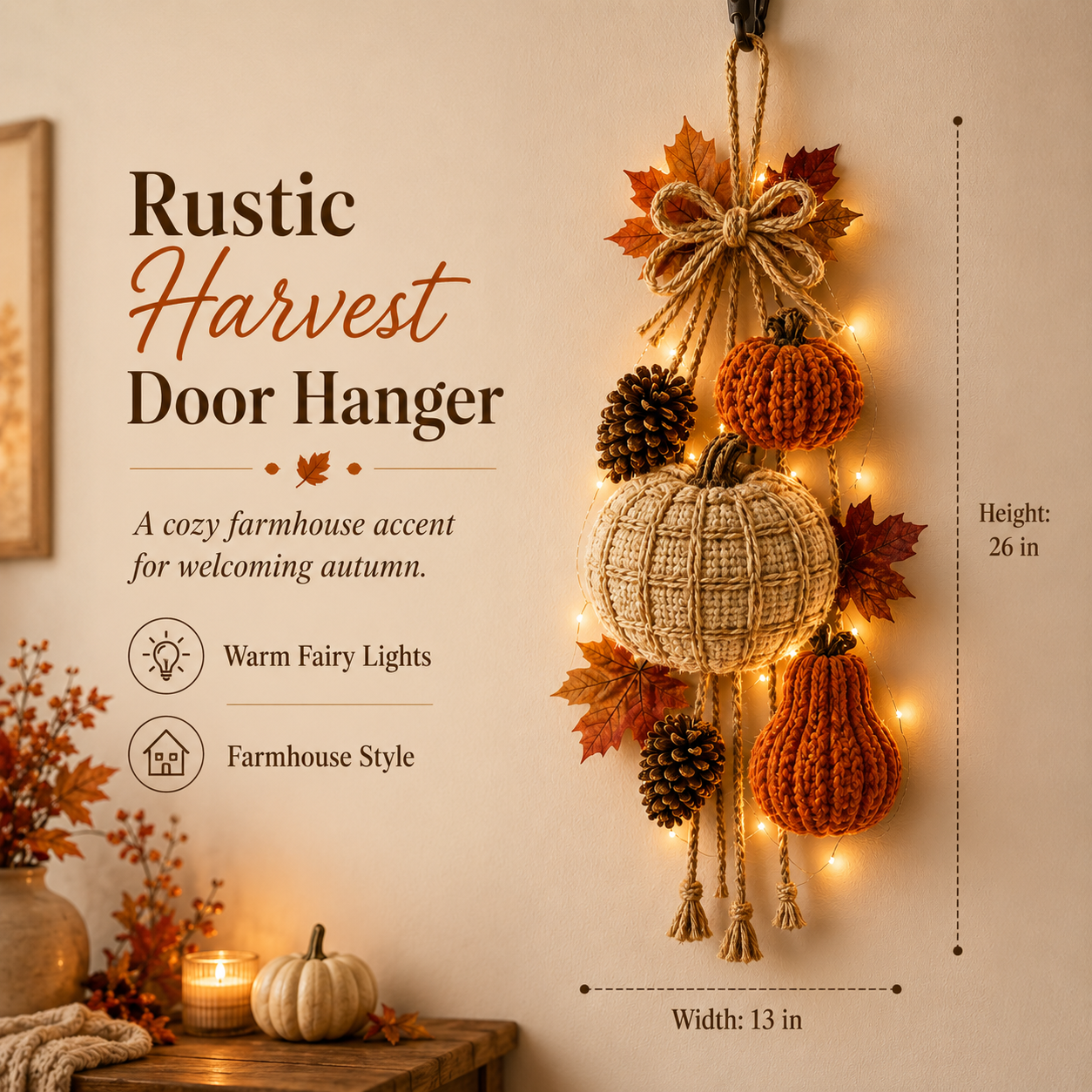 lighted rustic harvest door hanging decor
