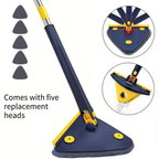 360° rotating triangular mop, adjustable and extendable.
