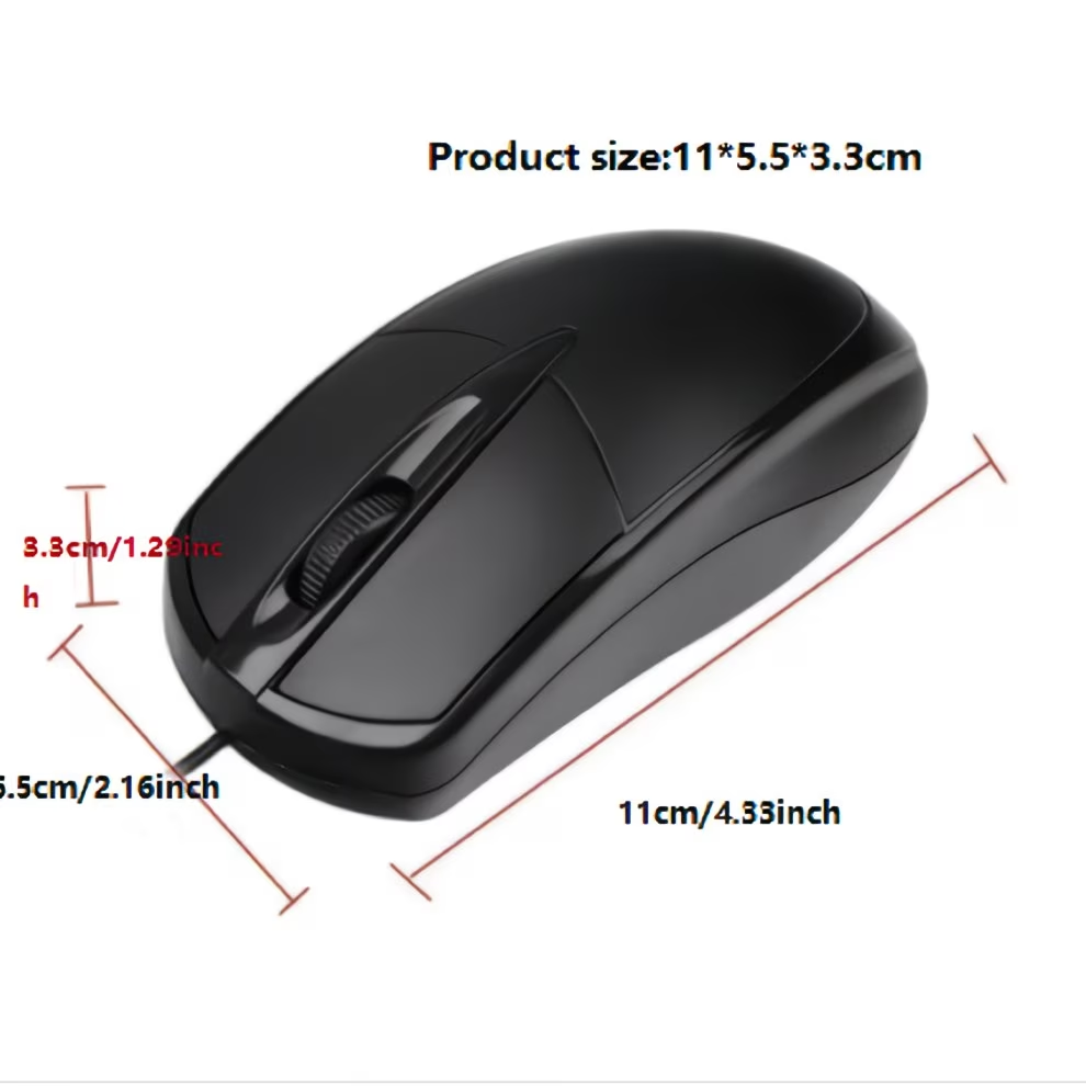 USB optical wired mouse, laptop, home office mouse, anti slip scroll wheel