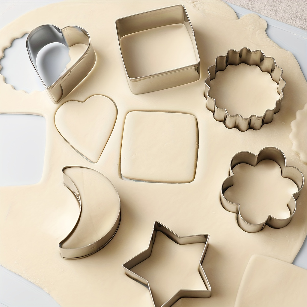 6-piece geometric cookie cutter set, stainless steel pastry molds