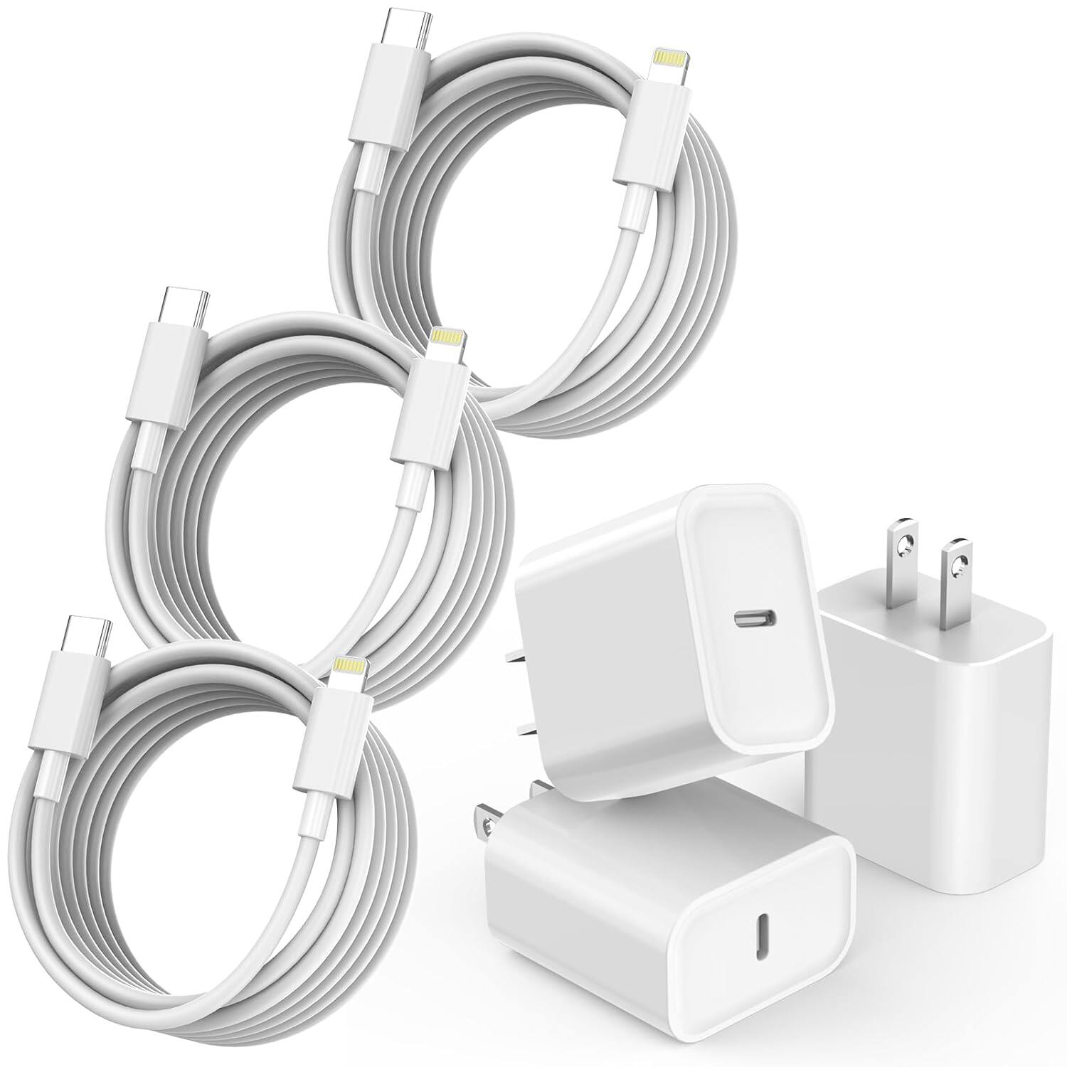 Quick charger for iPhone, iPhone charging cable, 3-pack iPhone charger for fast charging